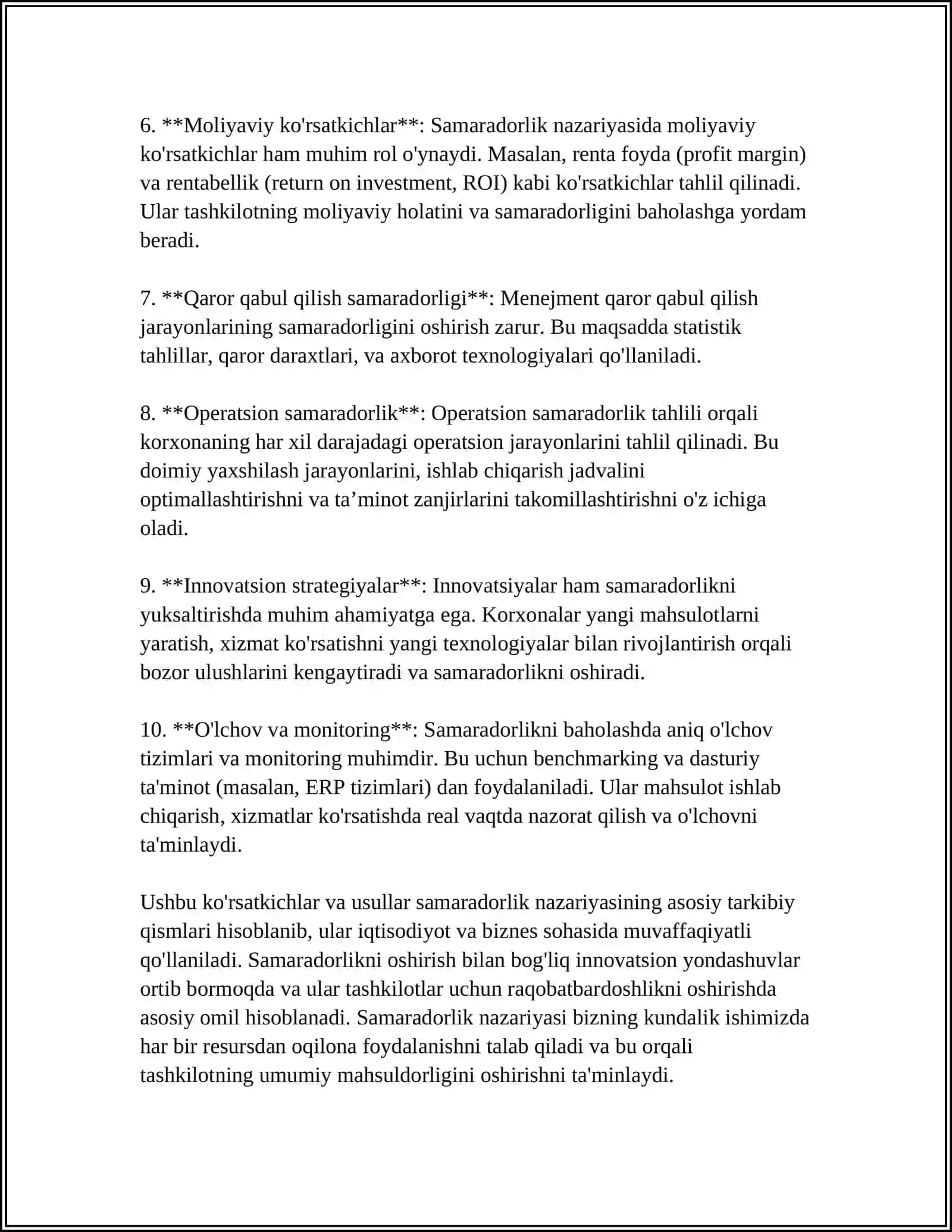 TEKNIK SAMARADORLIKNI NAZARIY ASOSLARI VA TEXNOLOGIK TEZLIKLARNI SAMARADORLIKKA TA'SIRI 4