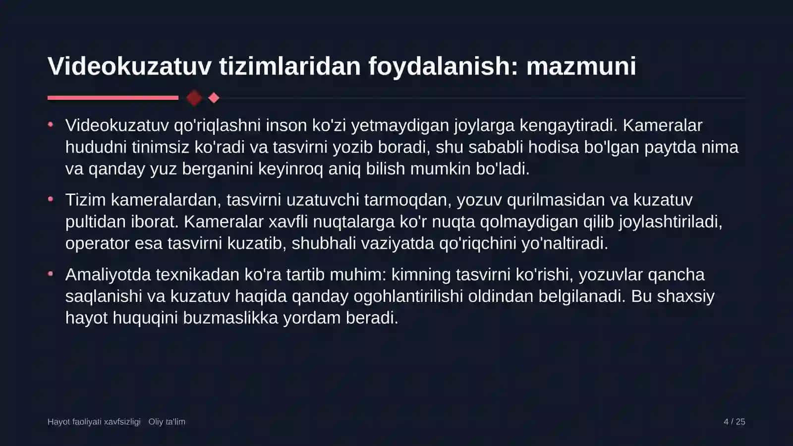 Elektr montaj ishlarida videokuzatuv tizimlaridan foydalanish 4