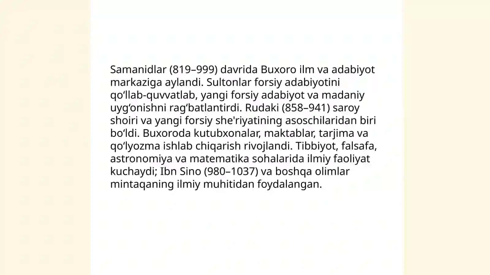 IX-XII asrlarda mamlakatimiz hududida ro‘y bergan madaniy uyg‘onish (Renessans) 4