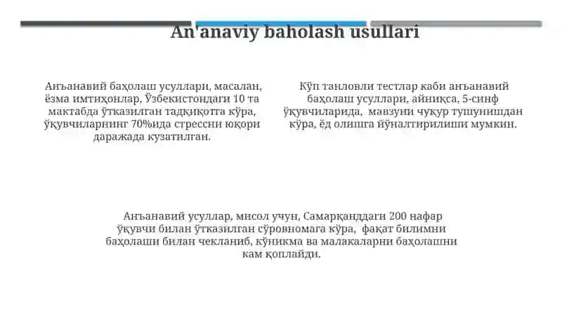 Talabalarning bilim darajasini baholash 4