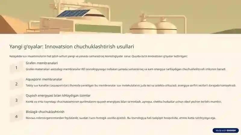 Oʻzbekistonda suv muammolari va ularni chuchuklash uchun strategiyalar. 4