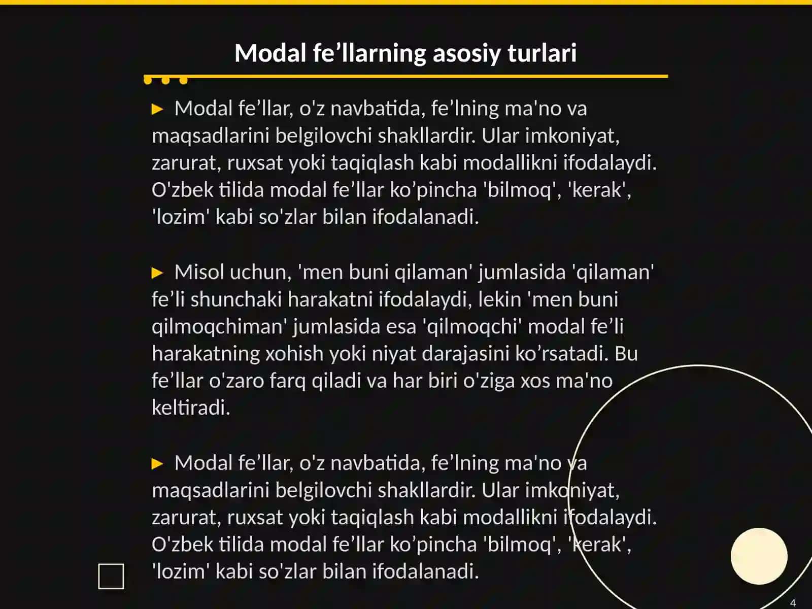 Fe’lning vazifadosh va modal shakllari 4