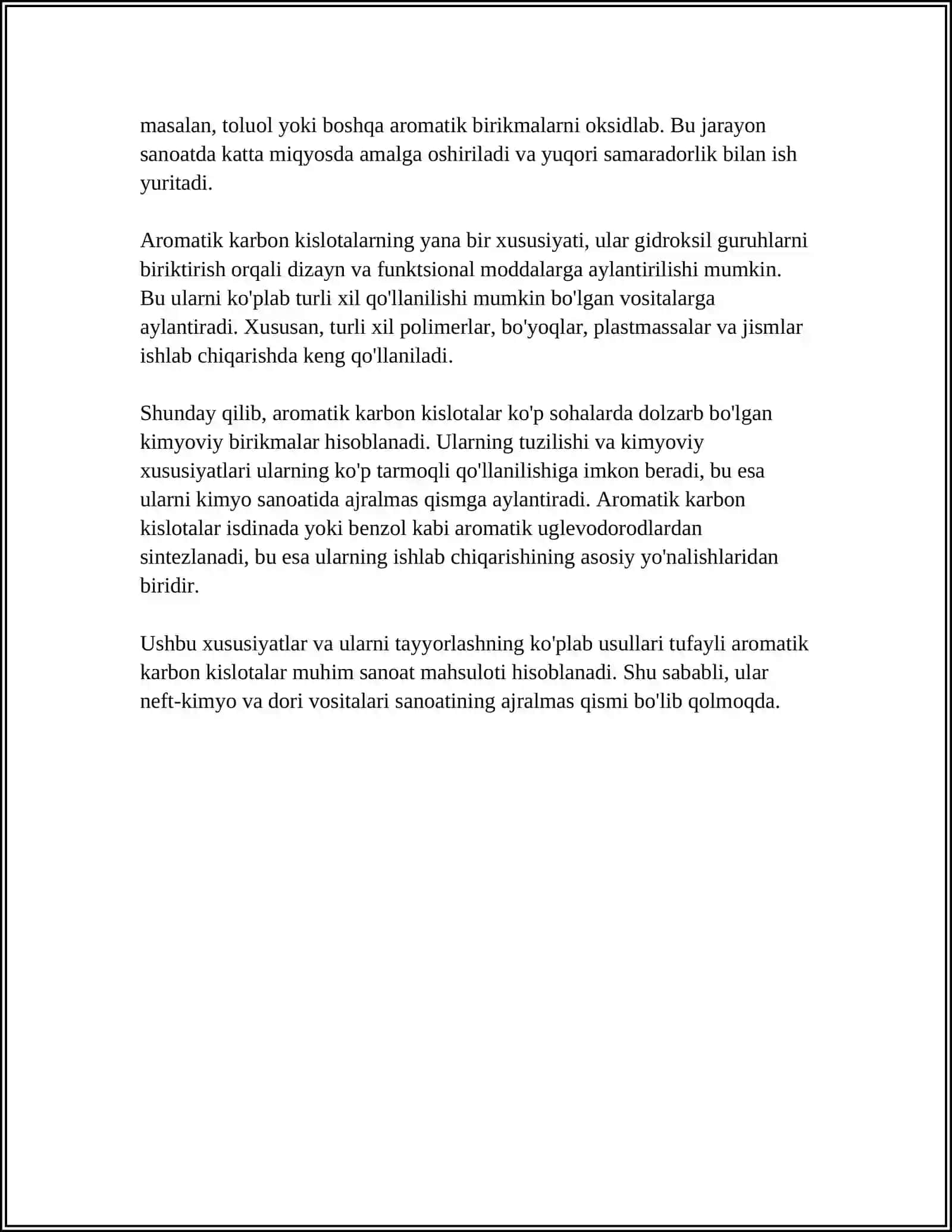 AROMATIK KARBON KISLOTALAR.ULARNING TIBBIYOT AMALIYOTIDA QO’LLANILADIGAN XOSILALARI FARMASEVTIK TAHLILI 4