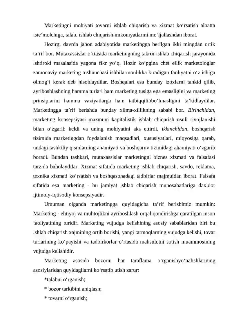 MARKETING REJALASHTIRISHNING OBYEKTIV ZARURLIGI VA AHAMIYATI 4