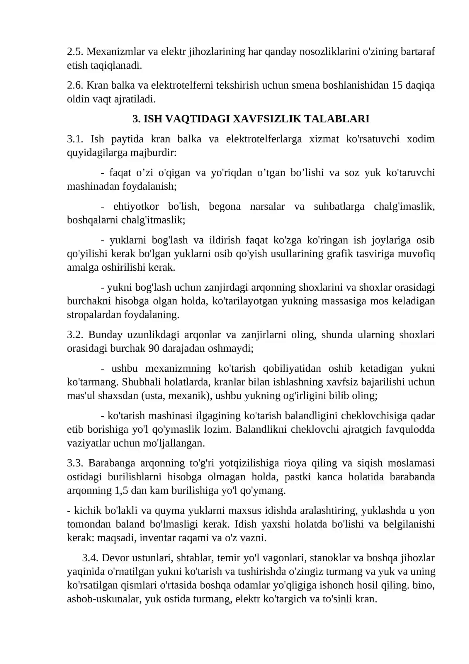 Fabrikalarda kranlar xizmati uskunalarda xavfsizlik qoidalari 4