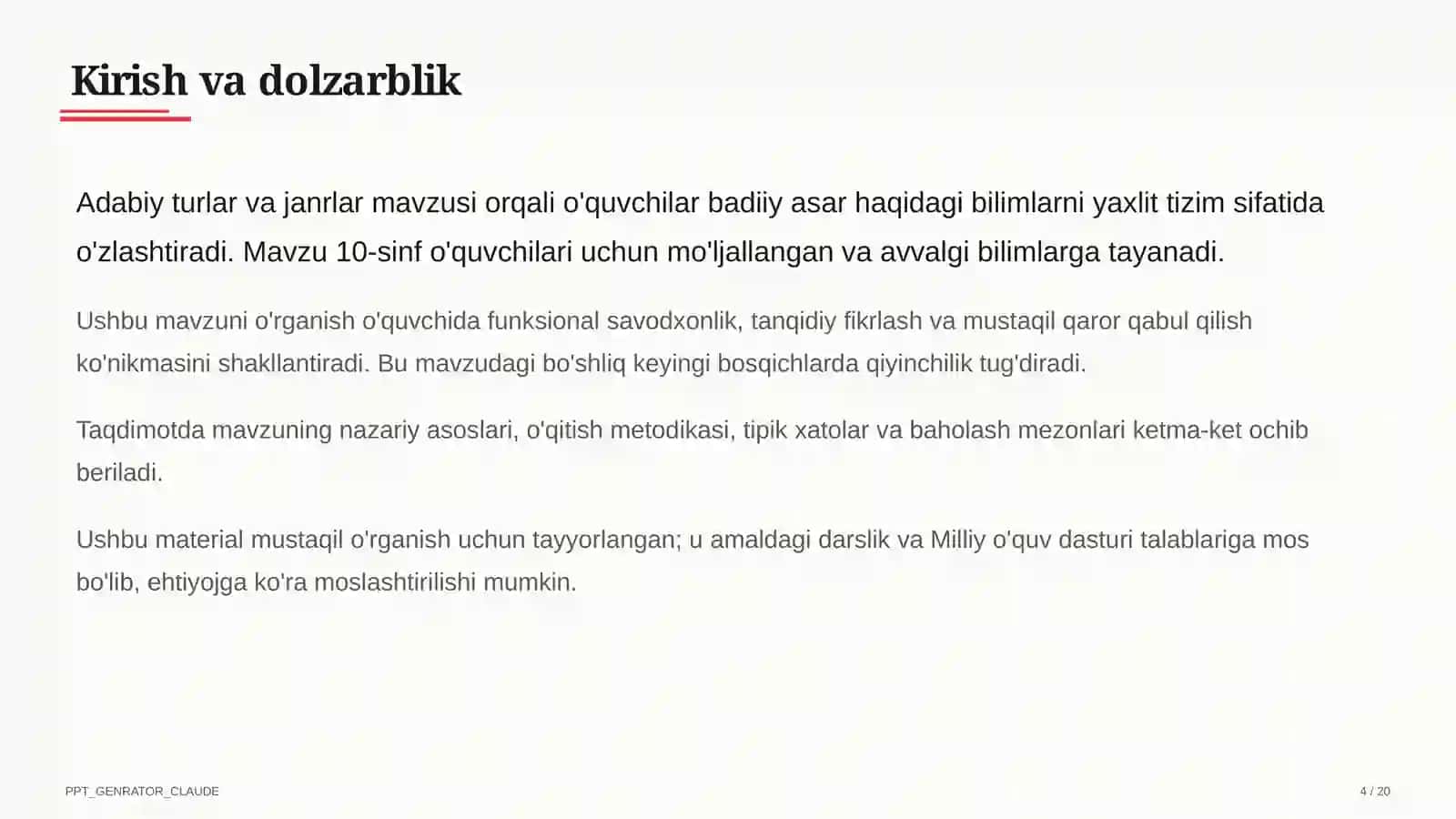 Adabiy turlar va janrlar (10-sinf) 4