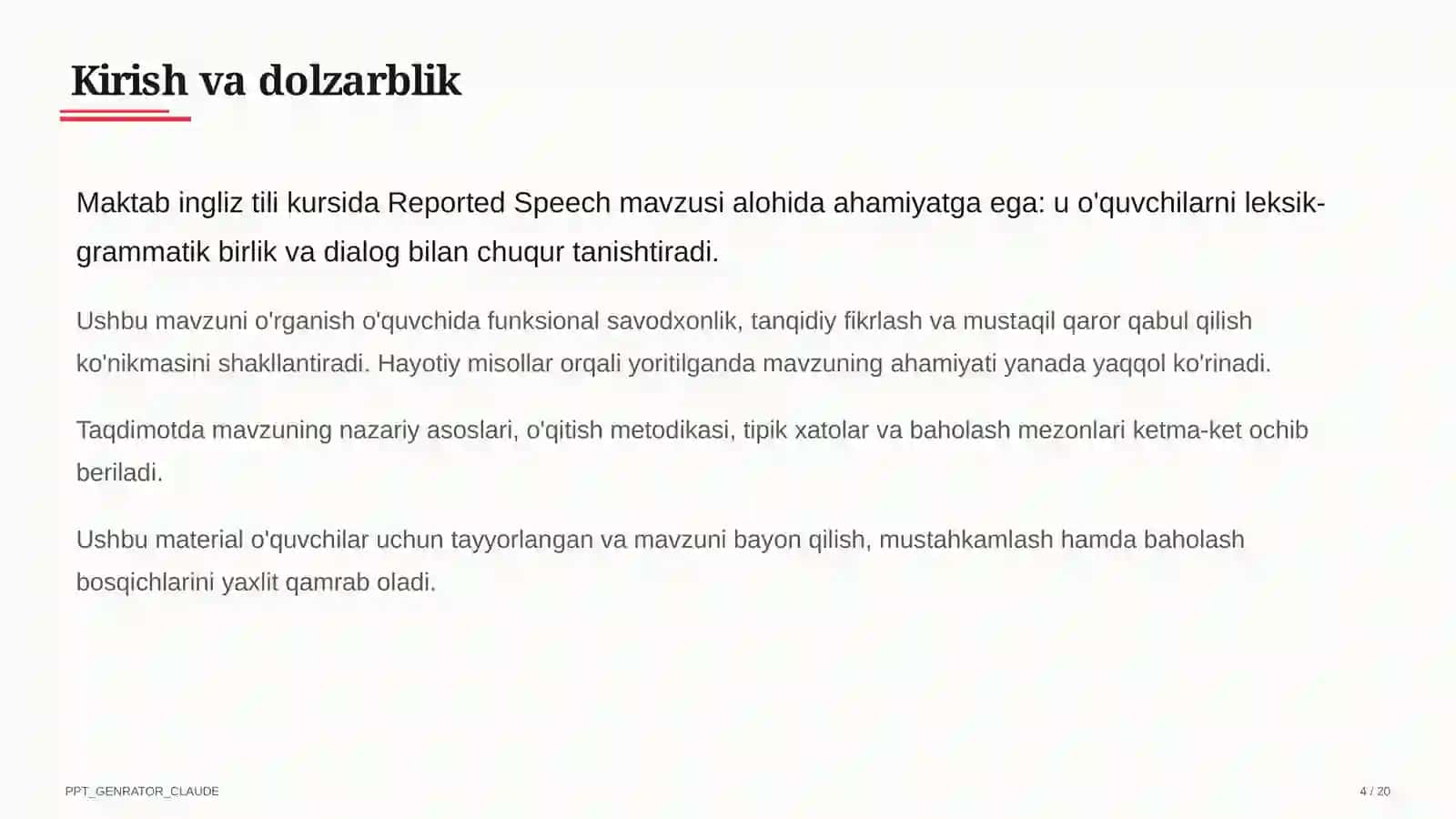 Reported Speech (9-sinf) 4
