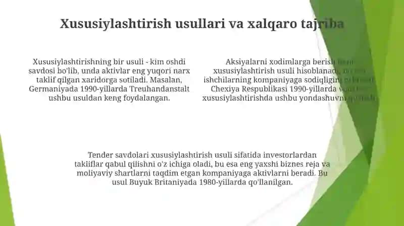 Mulkni davlat tasarrufidan chiqarish va xususiylashtirish 4