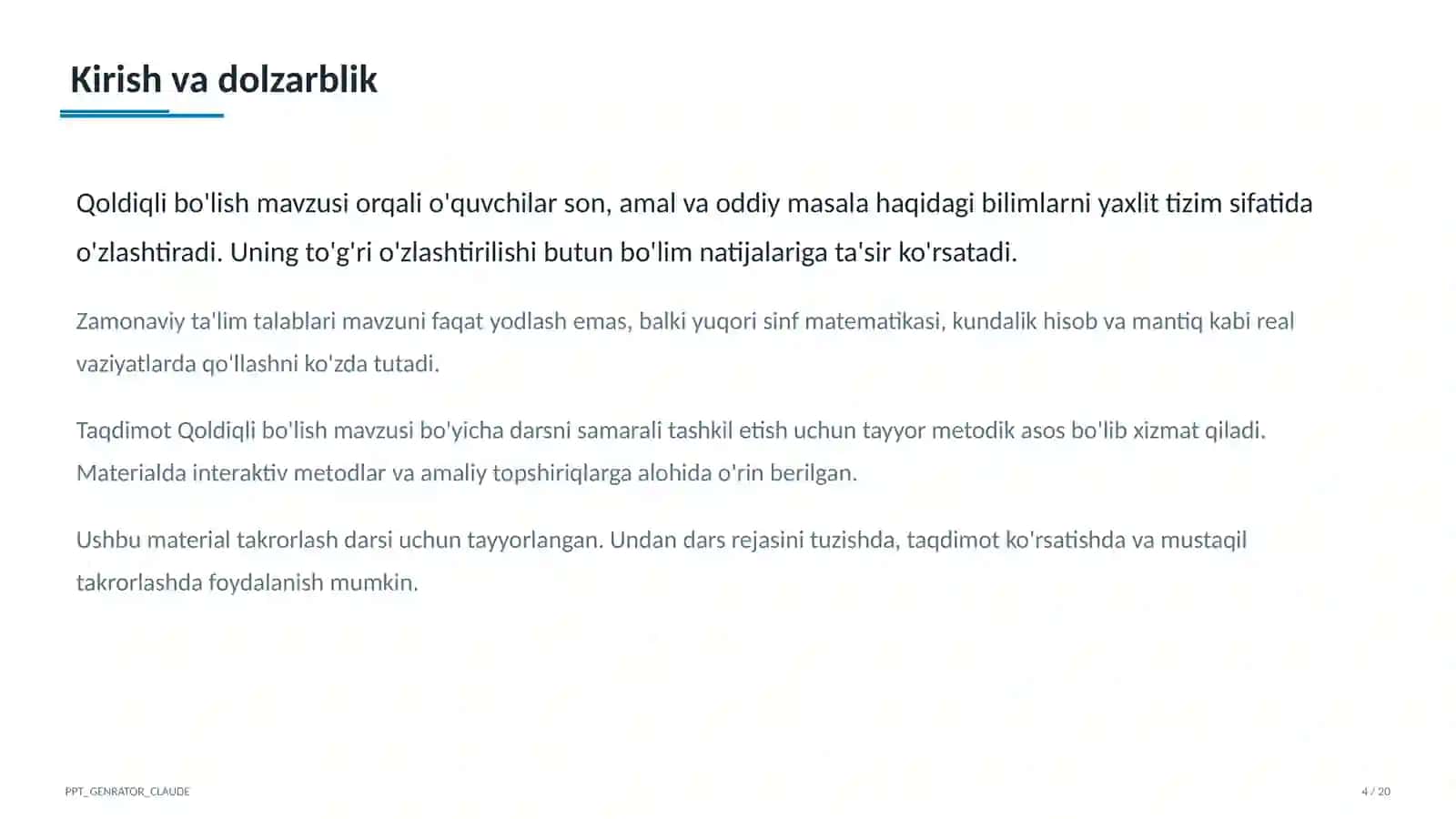 Qoldiqli bo'lish (3-sinf) 4