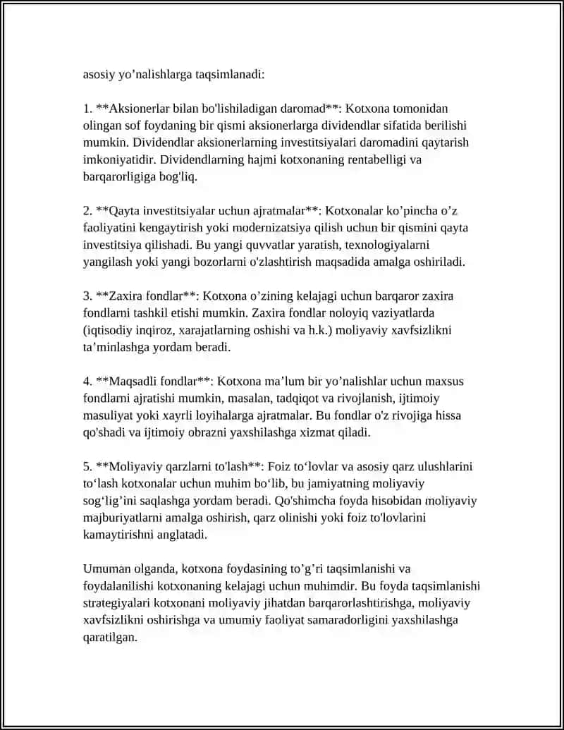 KOTXONA FOYDASINING TAQSIMLANISHI VA ISHLATILISHI 4