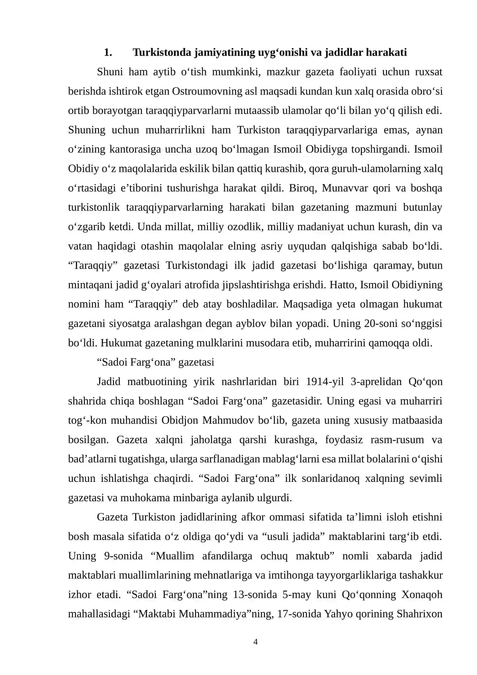 Turkiston jadidchilik harakati namoyandalari va ularning milliy uyg‘onishdagi o‘rni 4