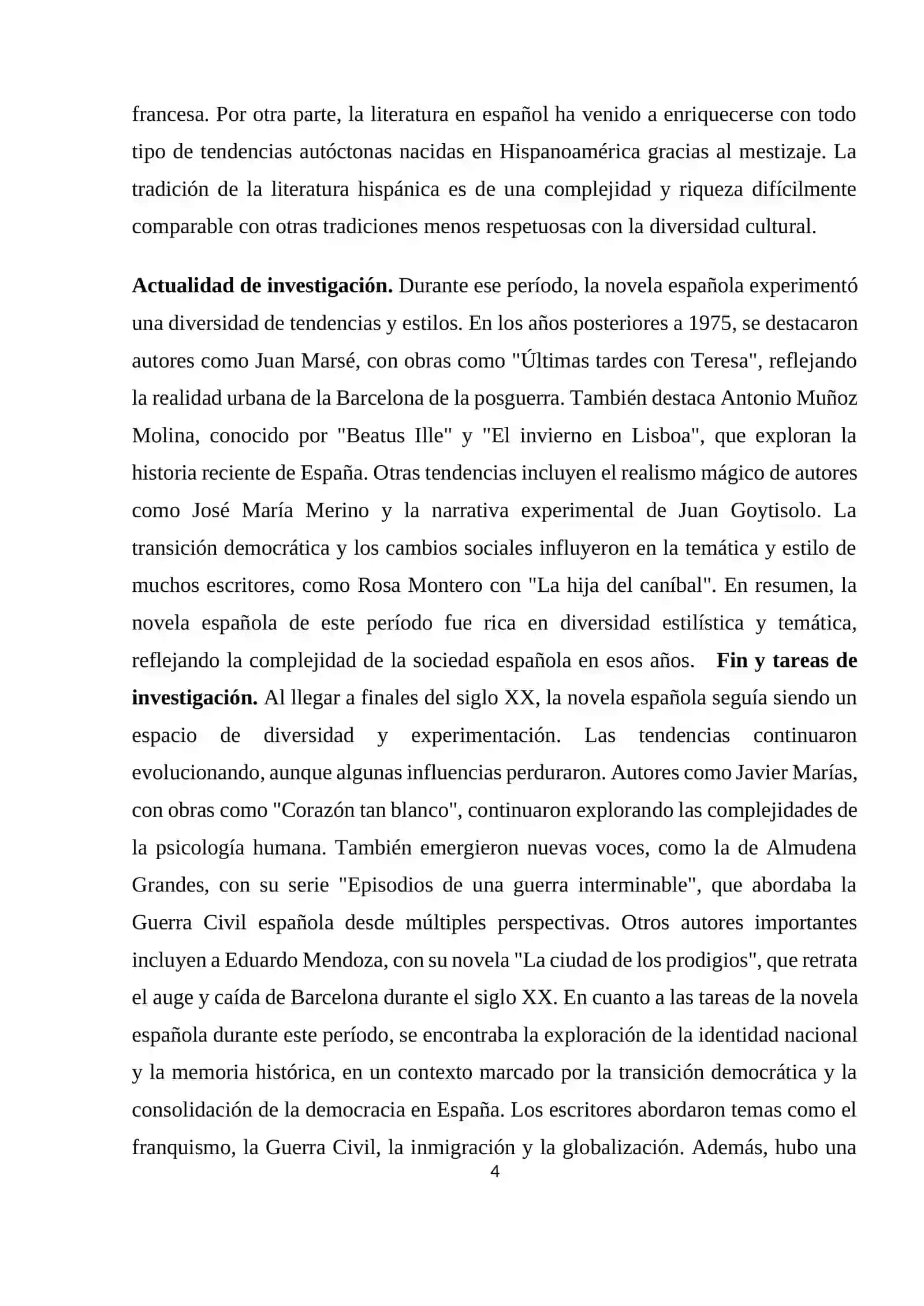 LA NOVELA ESPAÑOLA DE 1975 A FINALES DEL SIGLO XX. TENDENCIAS, AUTORES Y OBRAS PRINCIPALES 4