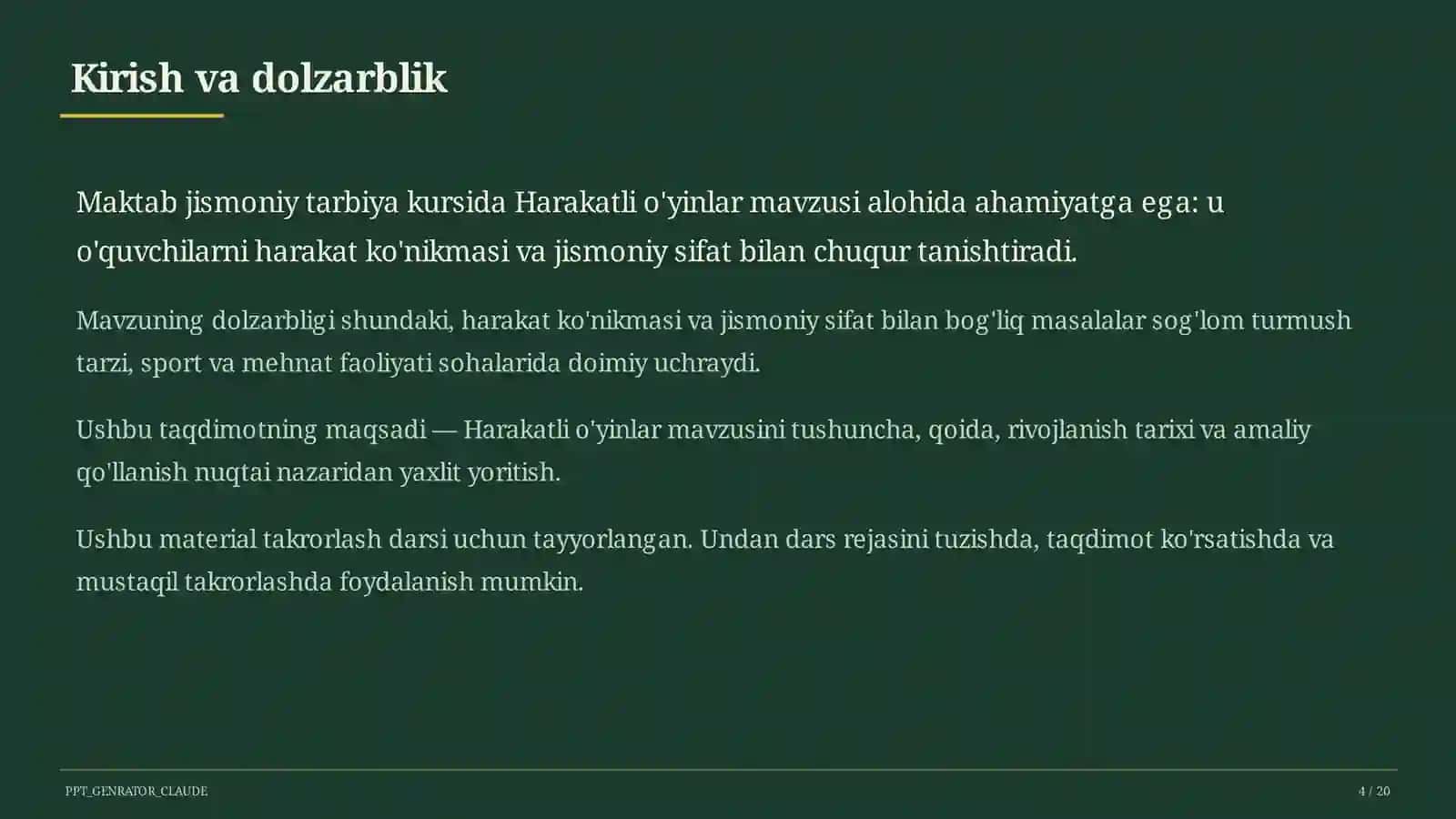 Harakatli o'yinlar (1-sinf) 4