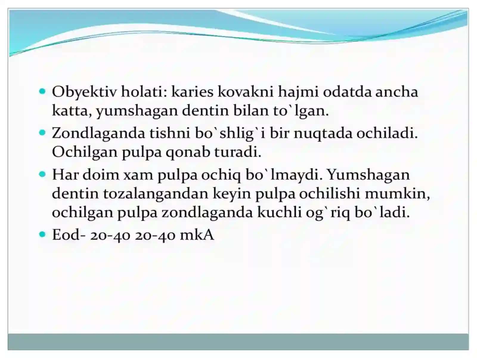 Surunkali fibroz pulpit. Klinika. Tashxislash va qiyosiy tashxislash. 4