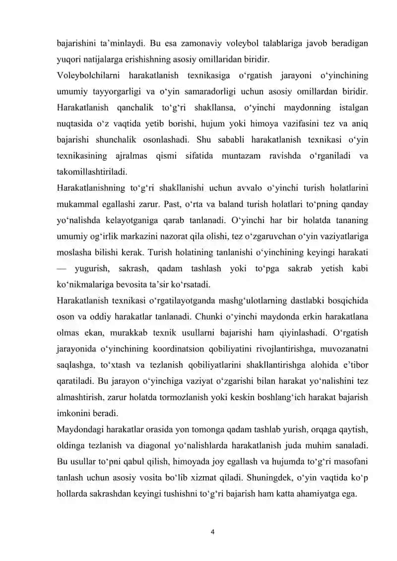Voleybolchilarni harakatlanish texnikasiga o‘rgatish 4