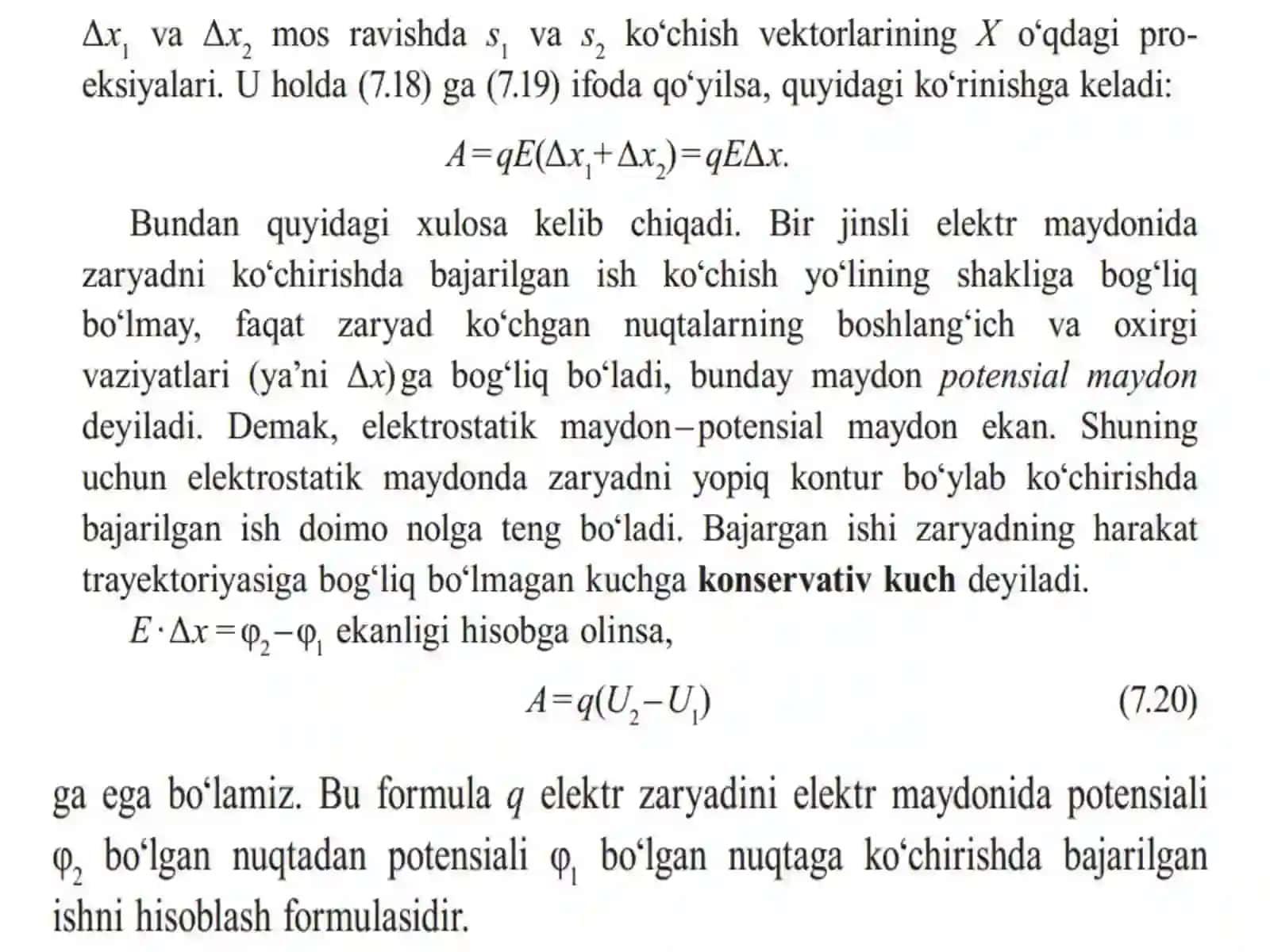 ELEKTROSTATIK MAYDONDA ZARYADNI KO‘CHIRISHDA BAJARILGAN ISH. 10-fizika fanidan dars ishlanma. 4