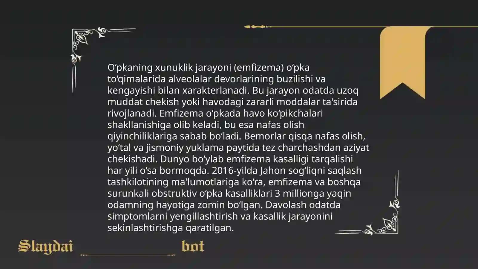 O'pkaning metabolik funksiyalari va ularning buzilishlar 4