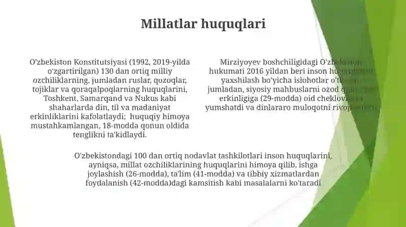 Yangi O'zbekistinda insin haq-huquqlari va erkinliklari kafolatining yaratilishi 4