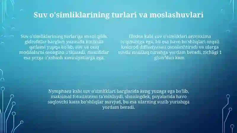 Suv o'simliklarining tuzilishi va ko'payishi vaaxamiyati 4