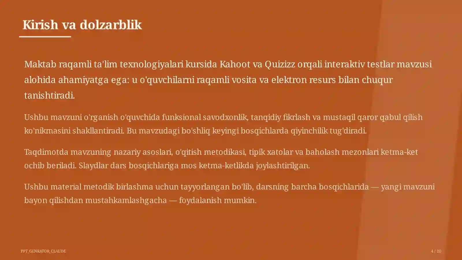 Dars rejasi 4