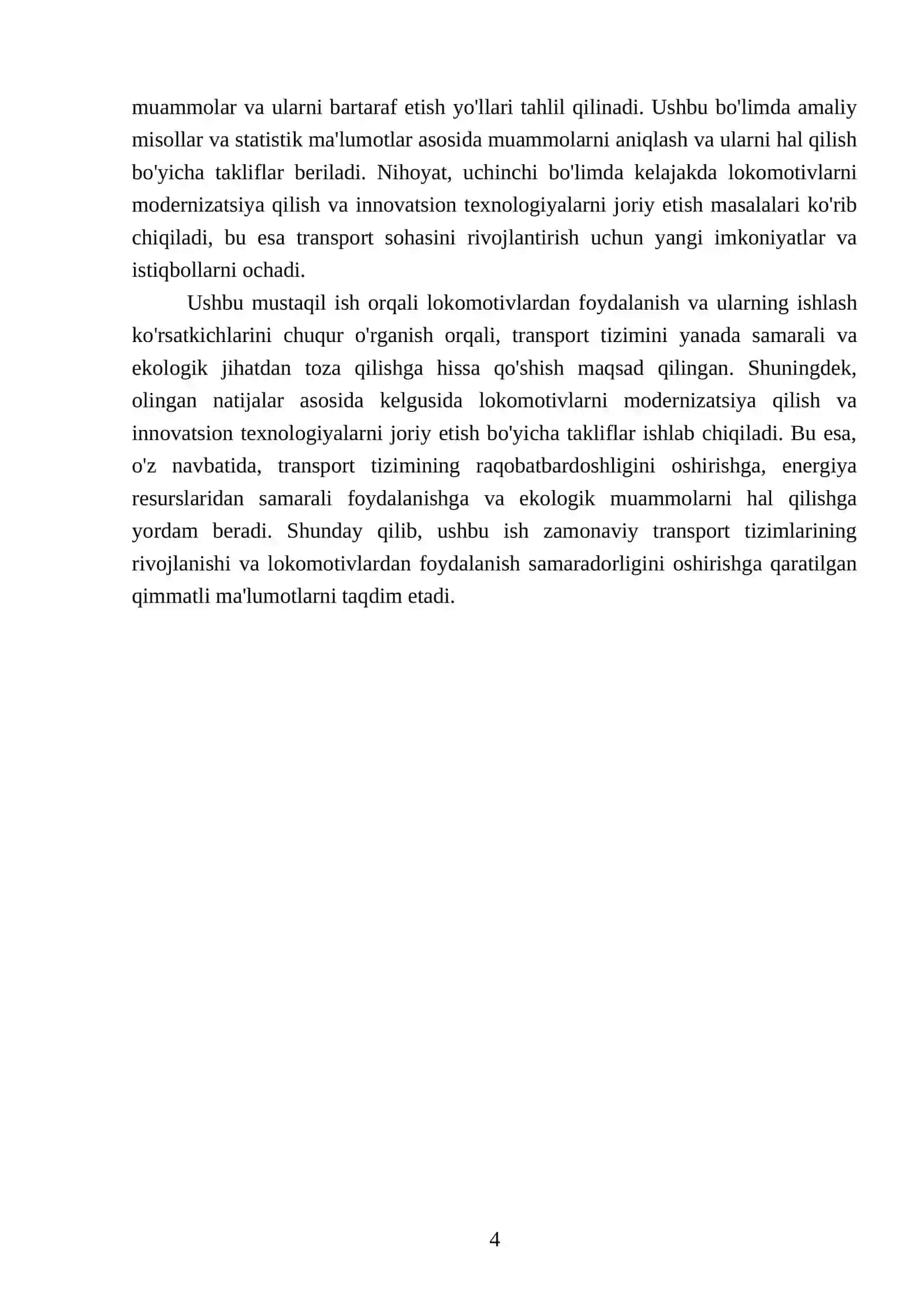 Lokomotivlardan foydalanish va ishlashining koʻrsatkichlari 4