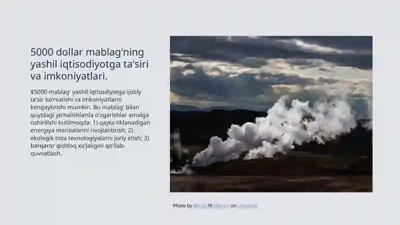 Yashil iqtisodiyot uchun mablag' ajratilishi 4