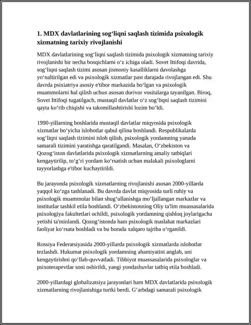 MDX Davlatlarining Sog‘liqni Saqlash Tizimida Psixologik Xizmatning O‘ziga Xosligi 4
