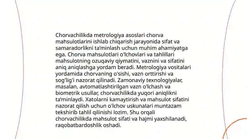 Chorvachilik mahsulotlarini standartlashtirish va metrologiya va sentifikatlash 4