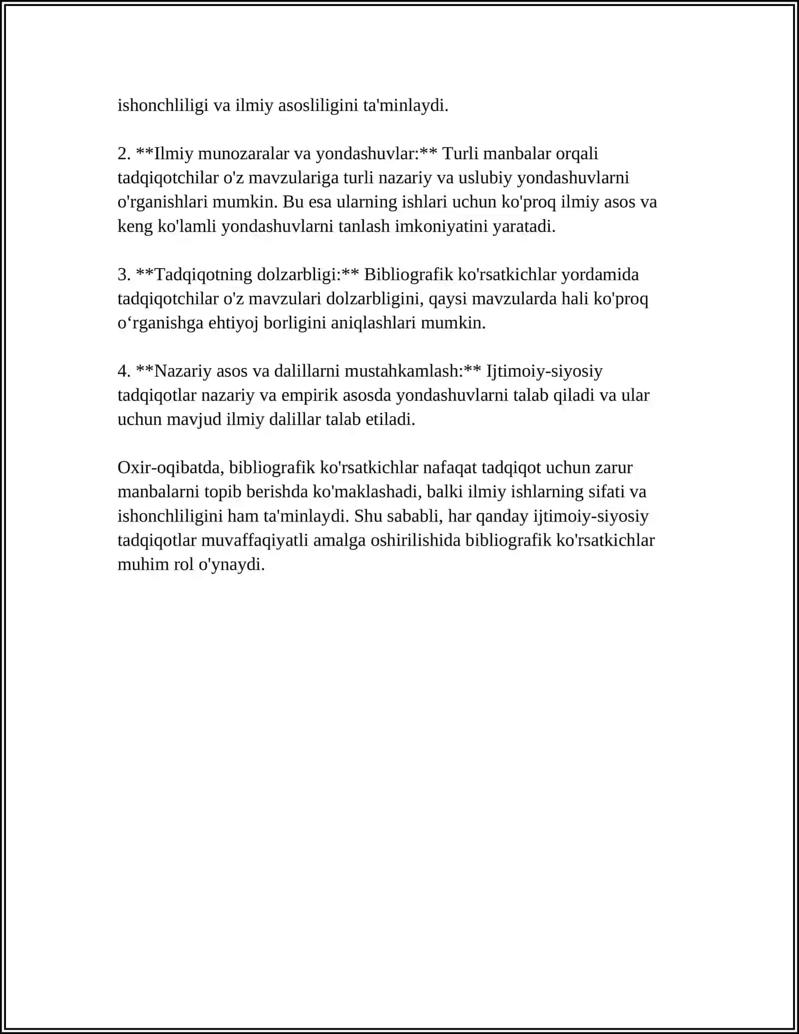BIBLIOGRAFIK KO'RSATKICHLARNING IJTIMOIY-SIYOSIY TADQIQOTLARDAGI O'RNI VA AHAMIYATI 4