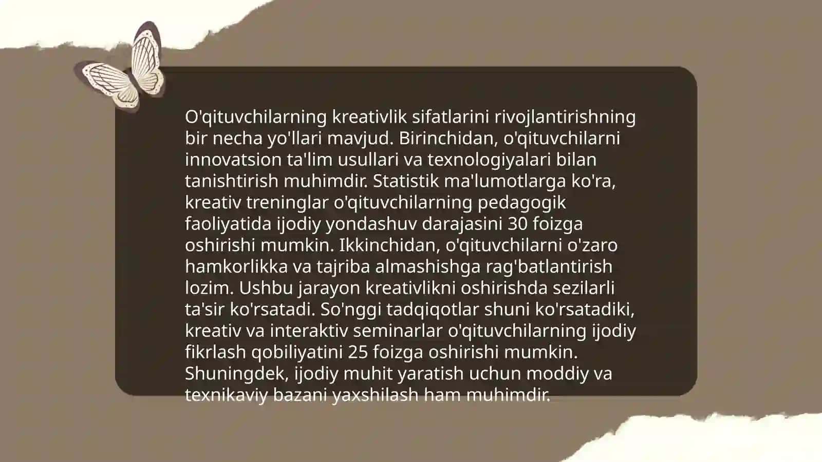 Pedagoglarda kreativlik sifatlari va ijodiy tafakkurini rivojlantiruvchi metod, vosita va texnologiyalari 4