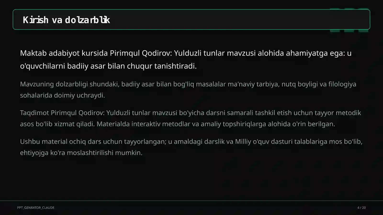 Yulduzli tunlar (11-sinf) 4