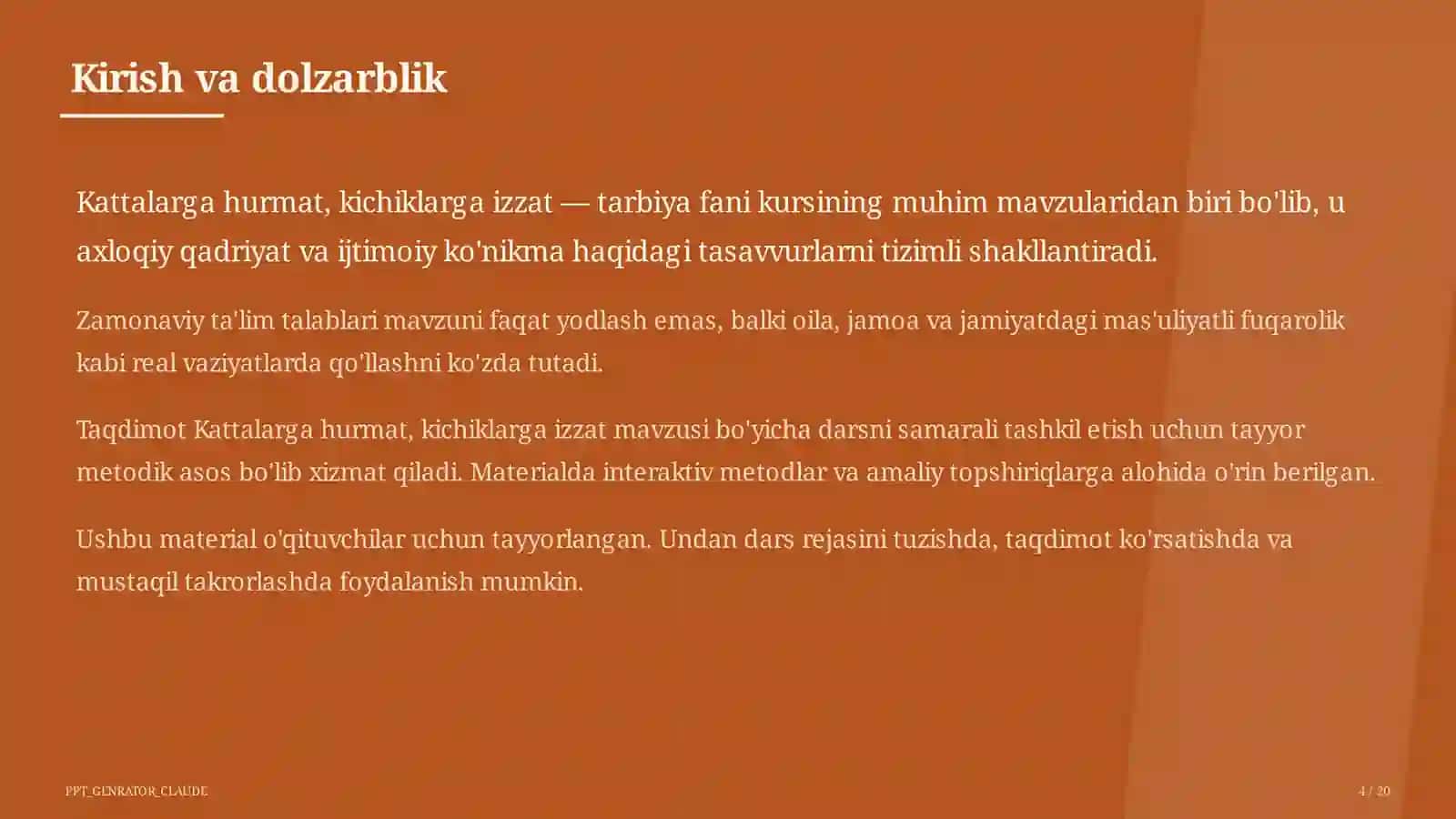 Kattalarga hurmat, kichiklarga izzat (2-sinf) 4