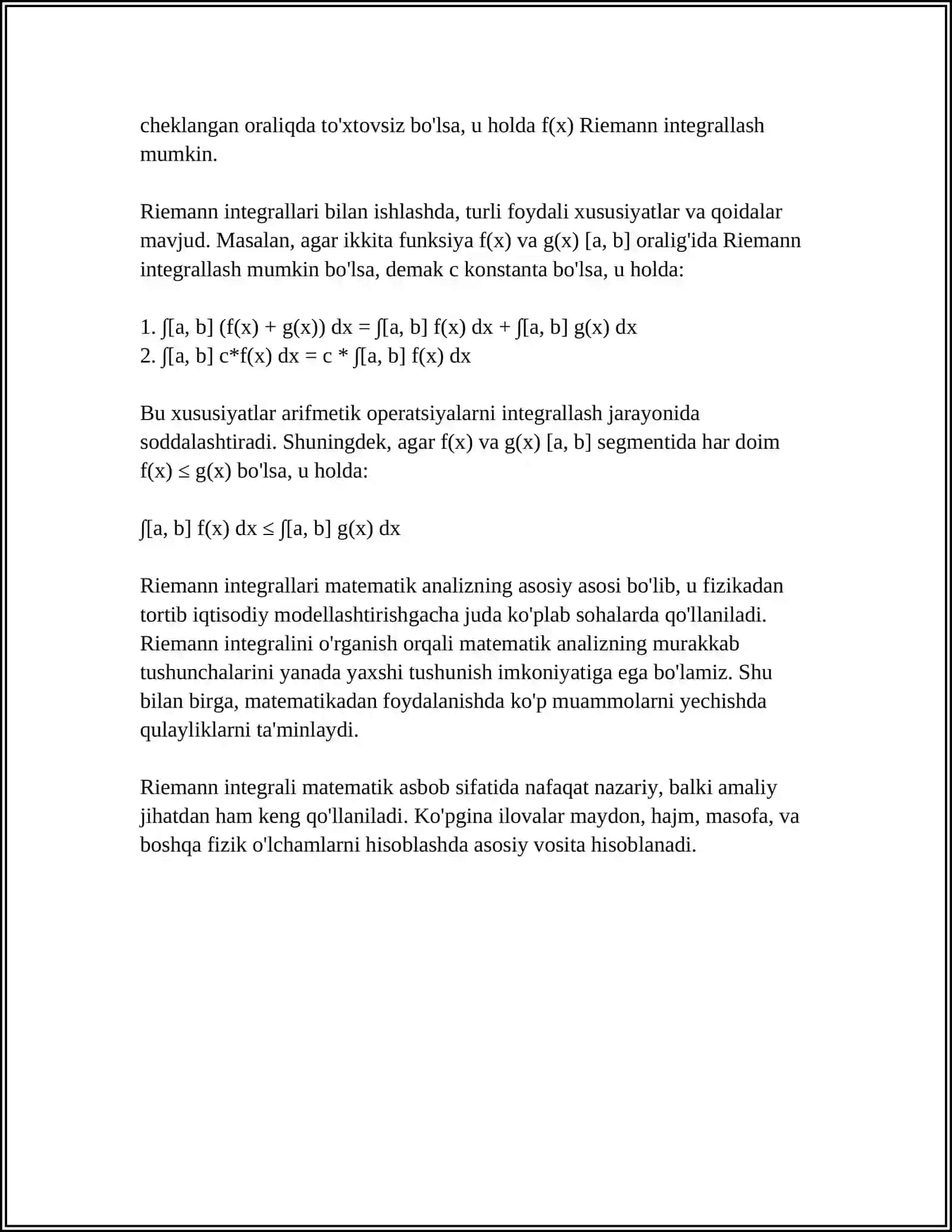 IKKI O'LCHOVLI INTEGRALLAR 4