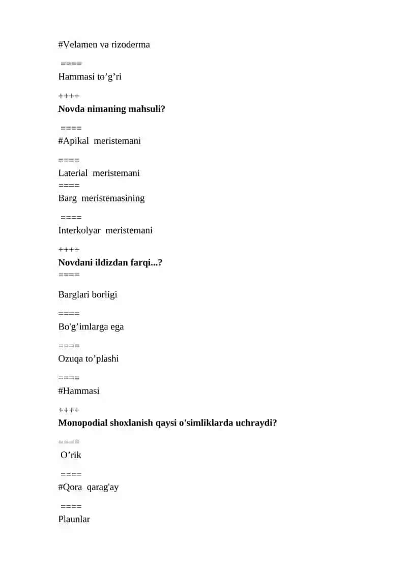 Botanika test hemis tizimi uchun 4