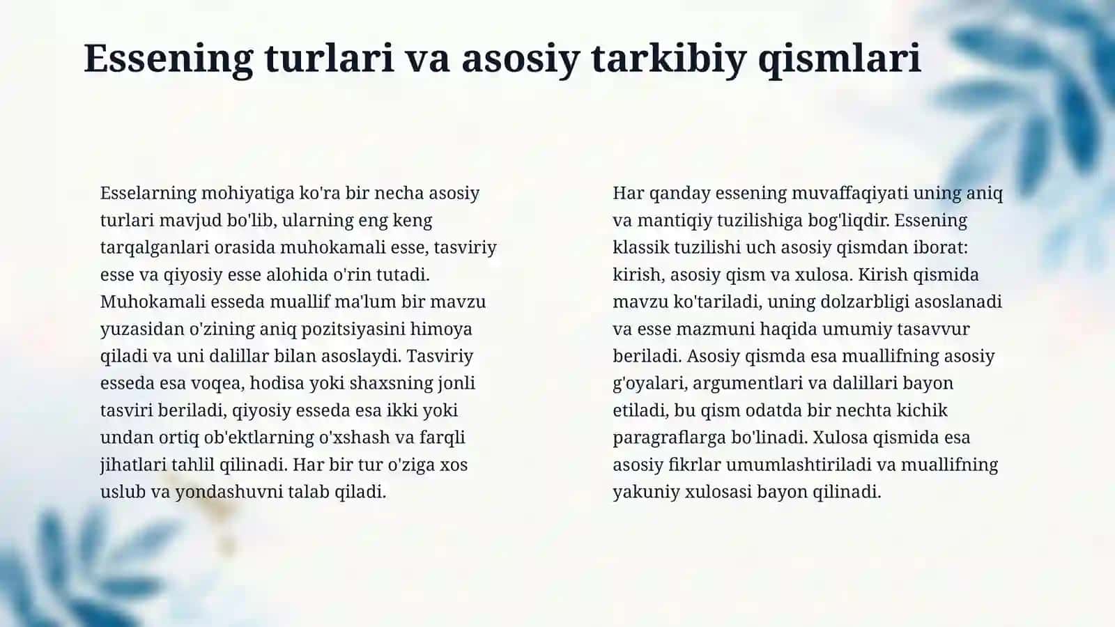 Ona tilidan Milliy sertifikatda esse yozishni o'quvchilarga o'rgatish. Qiziqarli, oson va aniq tarzda 4