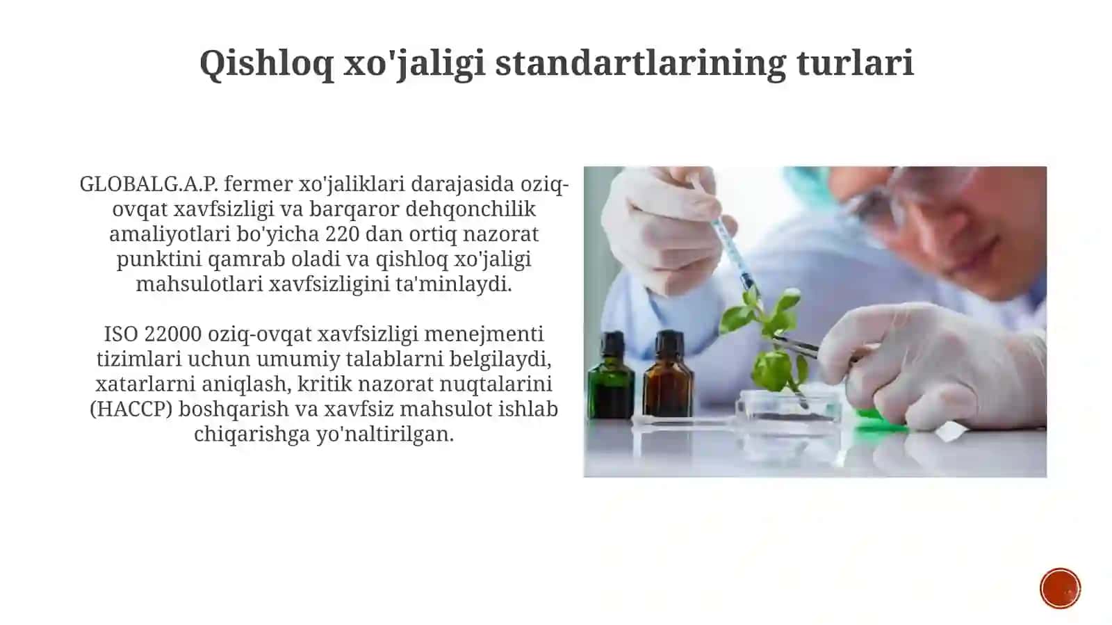 Xalqaro standartlar: Qisholqxojaligidaxalqarostandartlarningqo'llanilishi 4