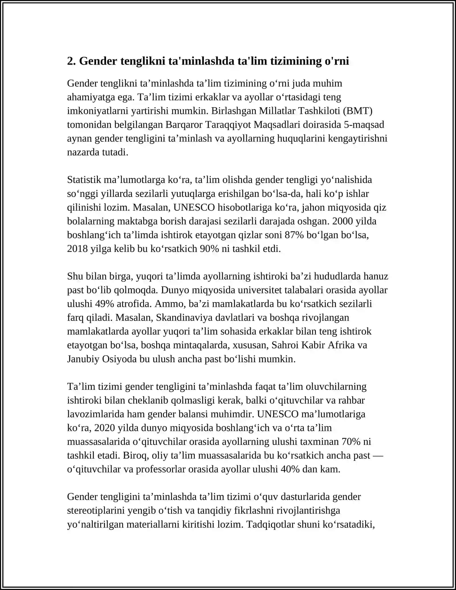 YANGI O'ZBEKISTONDA GENDER TENGLIK 4