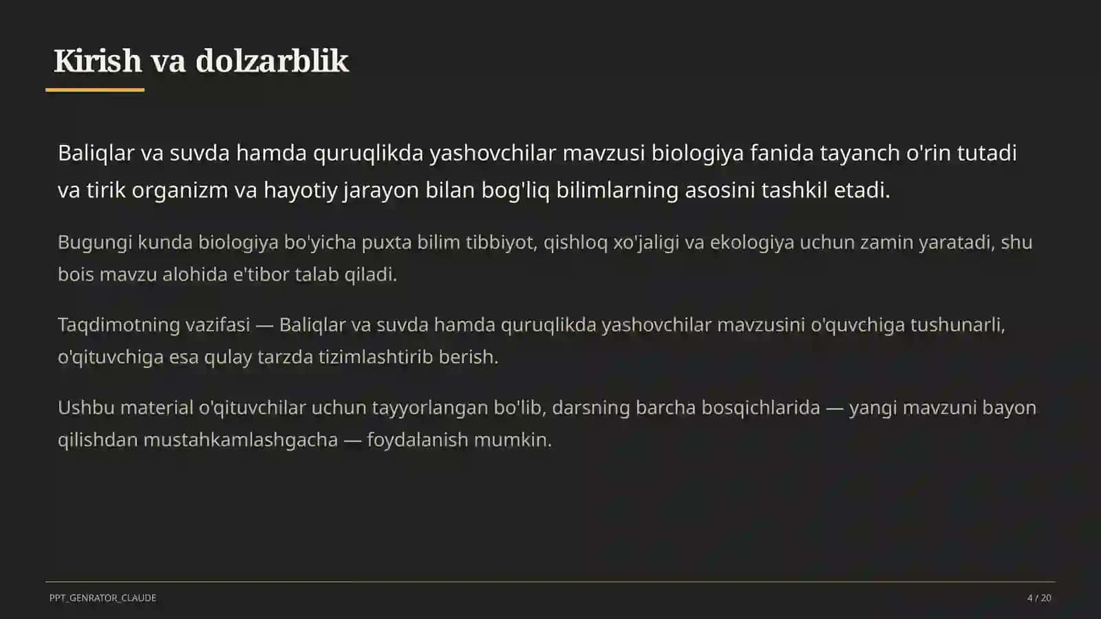 Baliqlar va suvda hamda quruqlikda yashovchilar (7-sinf) 4