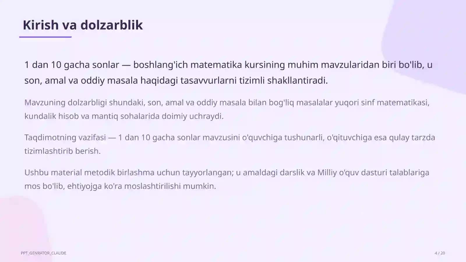 Matematika (1–4) — metodik birlashma 4