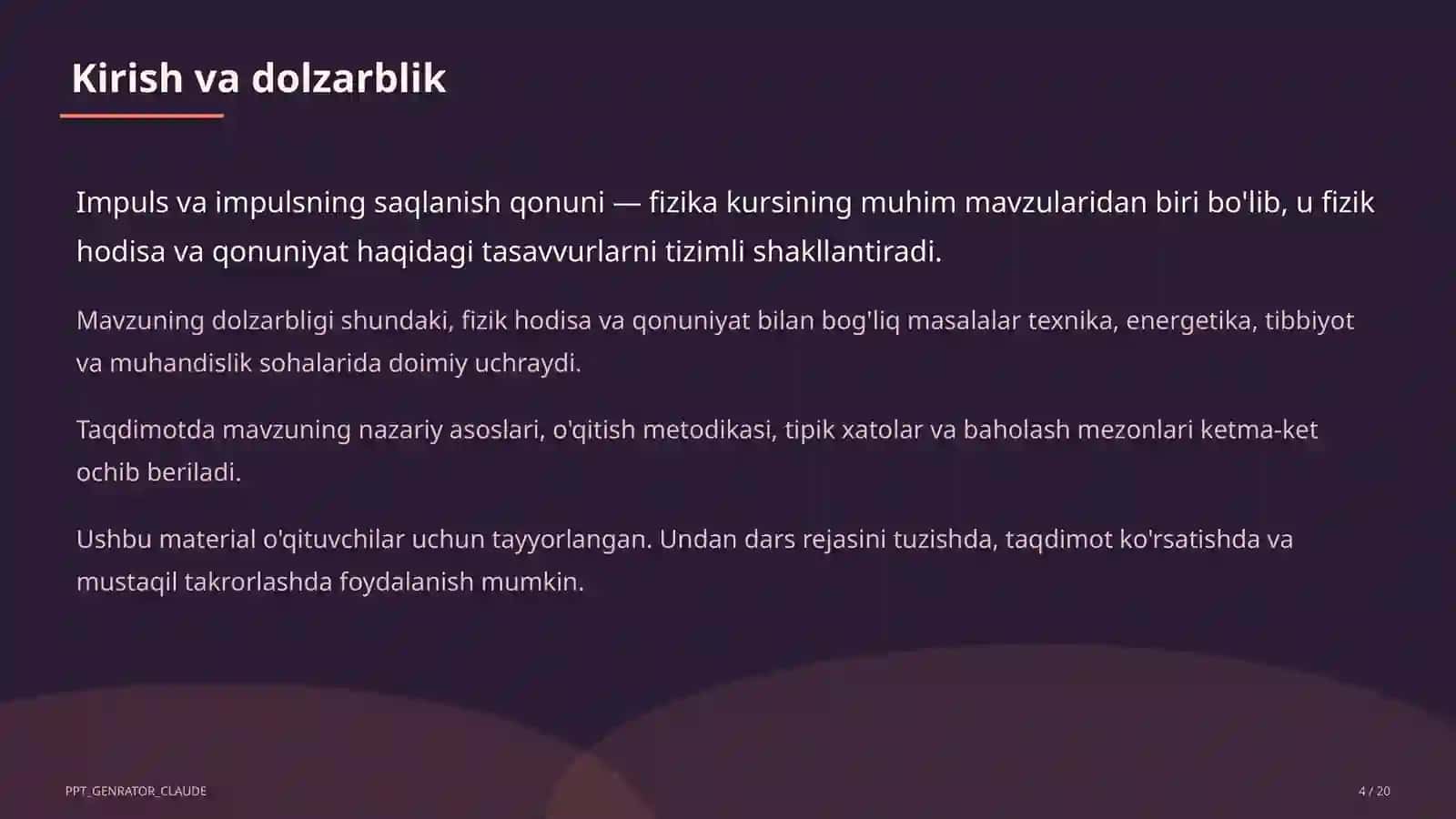 Impuls va impulsning saqlanish qonuni (9-sinf) 4