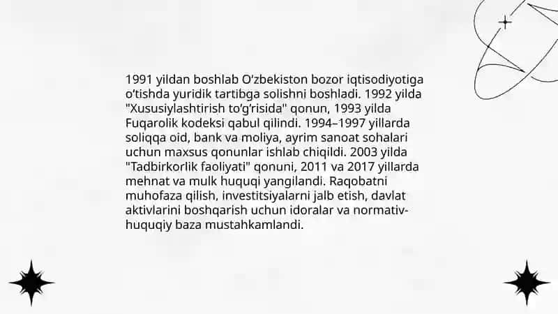 O'zbekistonda bozor munosabatlarning rivojlanishi 4