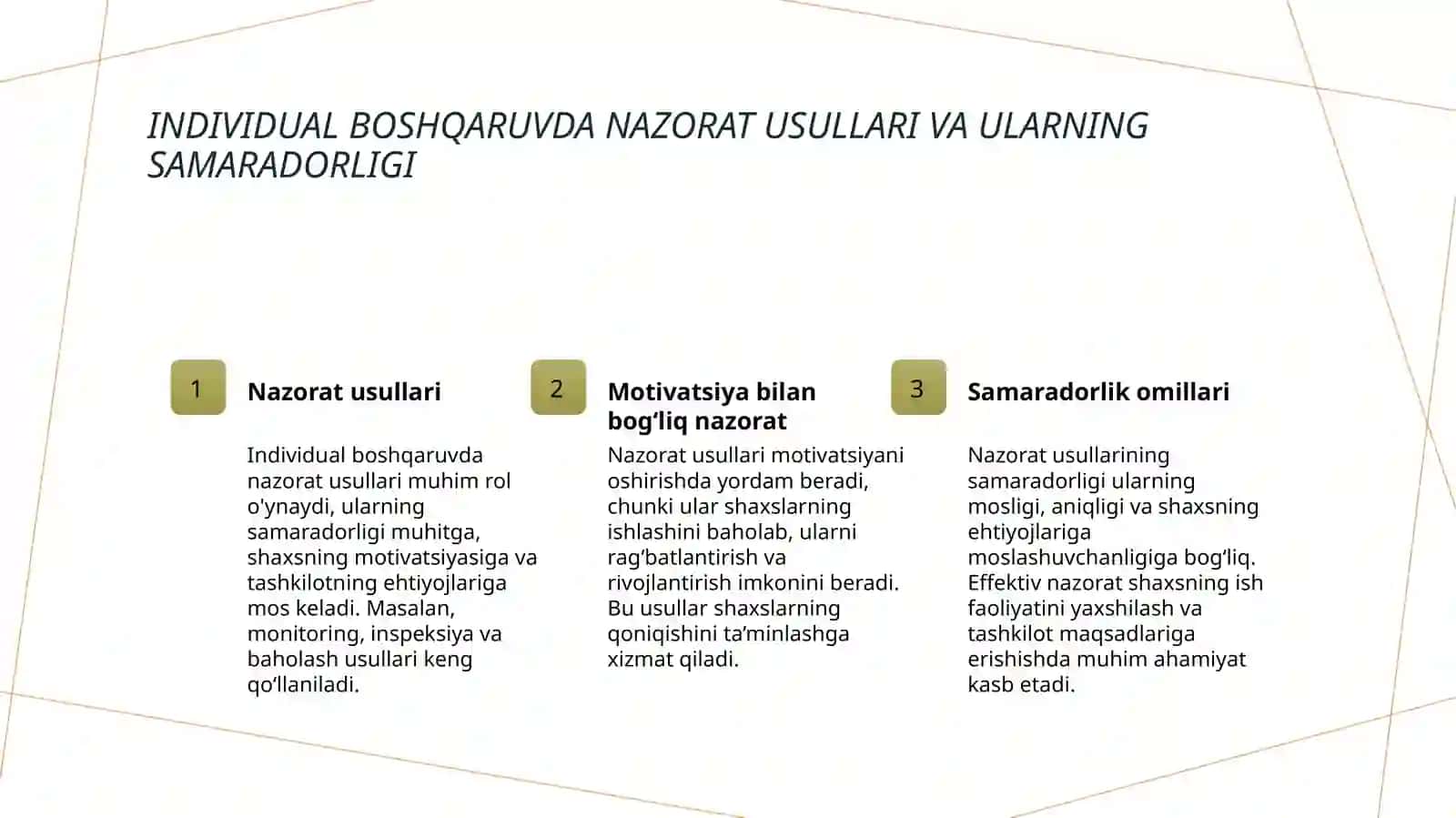 Shaxs boshqaruv ob’ekti sifatida nazorat va motivatsion ta’sir mexanizmlari 4