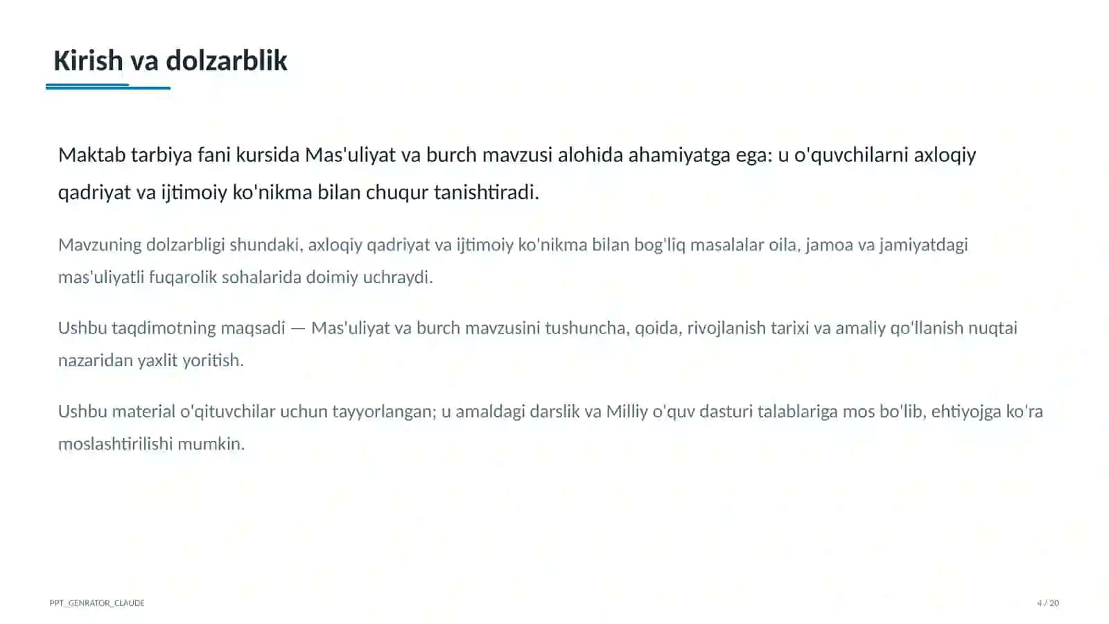 Mas'uliyat va burch (6-sinf) 4
