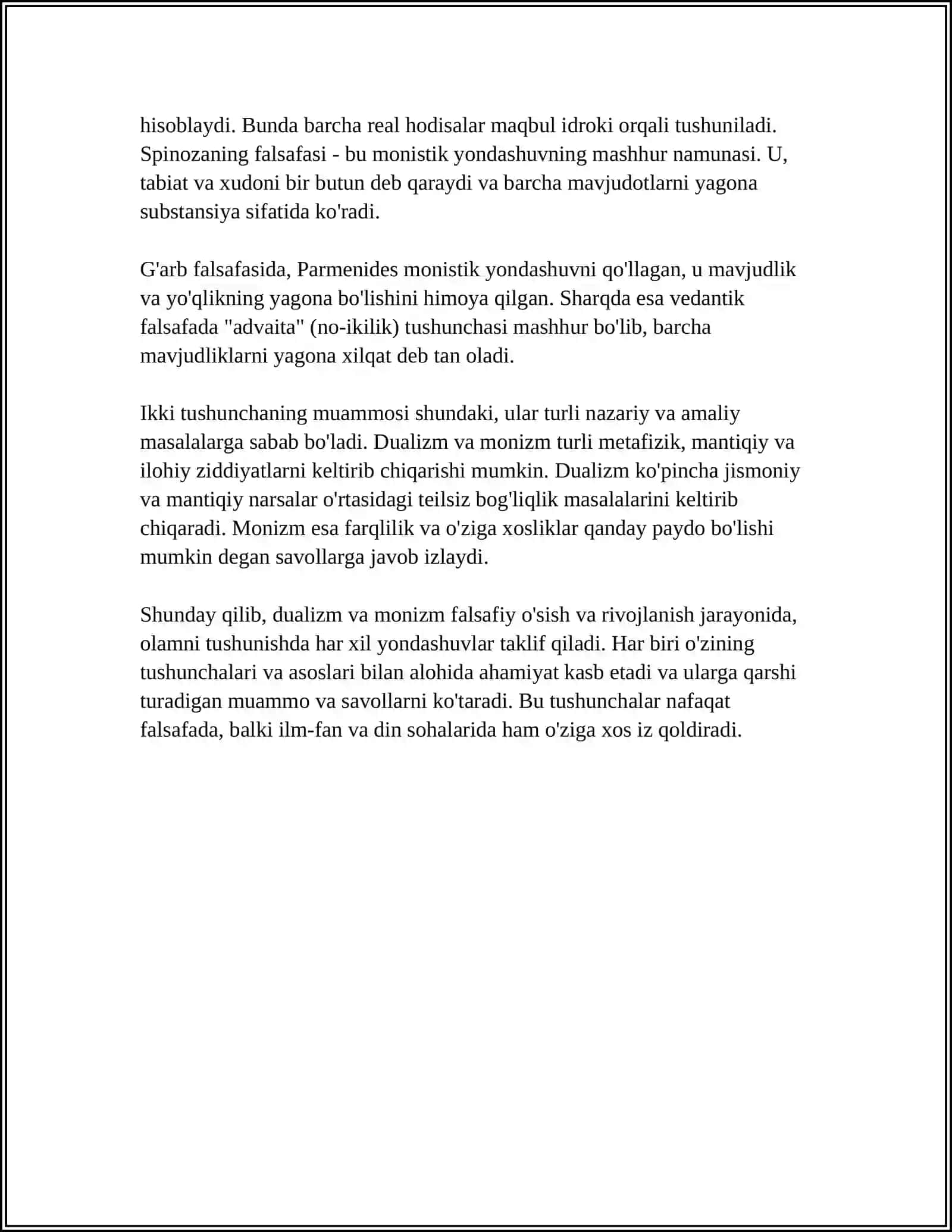INSONNI TUSHUNISHGA DUALIZM VA MONIZM NUQTAI NAZARIDAN YONDASHUV 4
