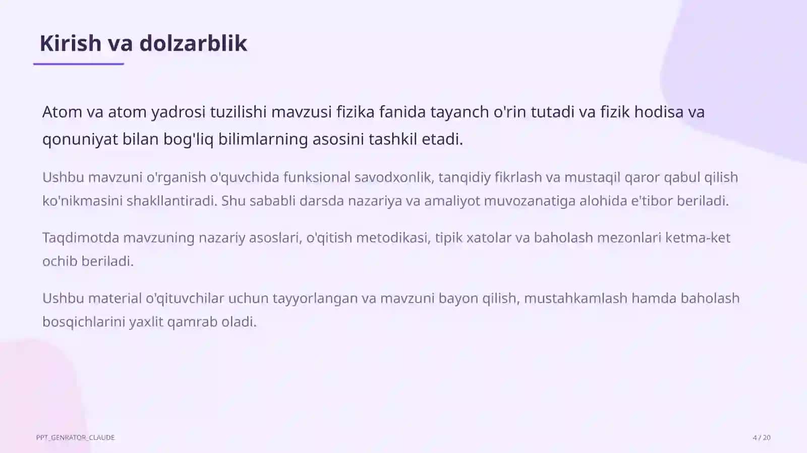 Atom va atom yadrosi tuzilishi (11-sinf) 4