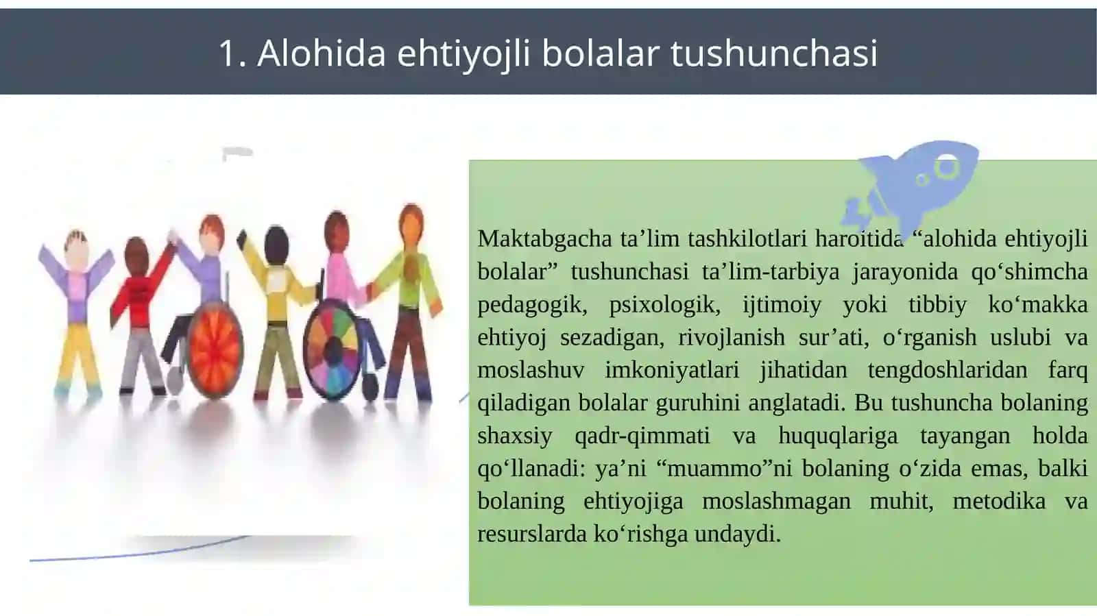 “MTT sharoitida alohida extiyojli bolalar uchun psixologik qo’llab-quvvatlash modeli” 4