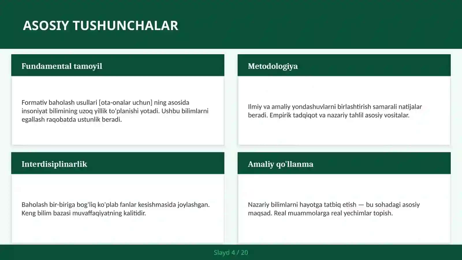 Formativ baholash usullari [ota-onalar uchun] 4