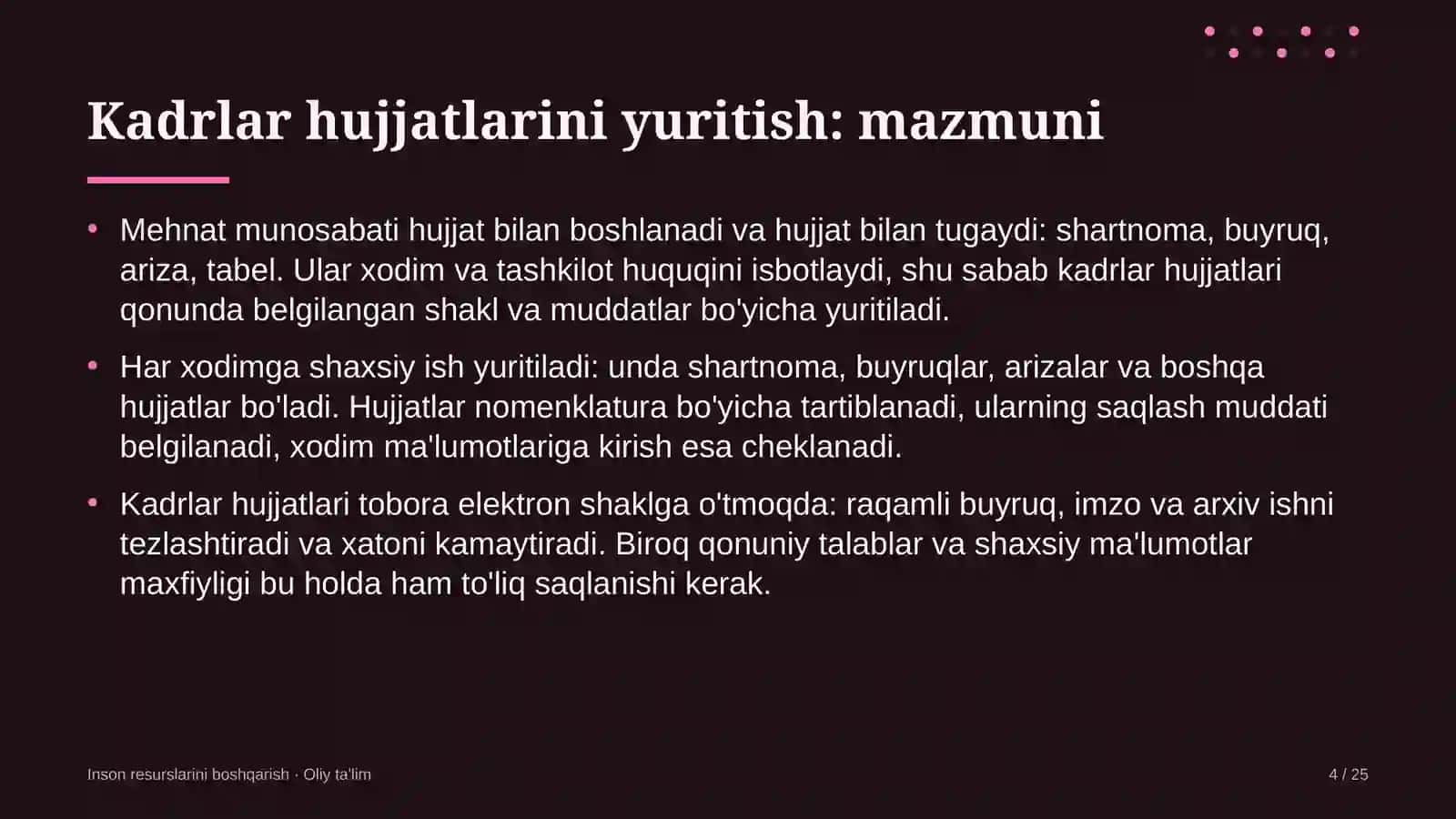 Madaniy meros obyektlarida kadrlar hujjatlarini yuritish 4