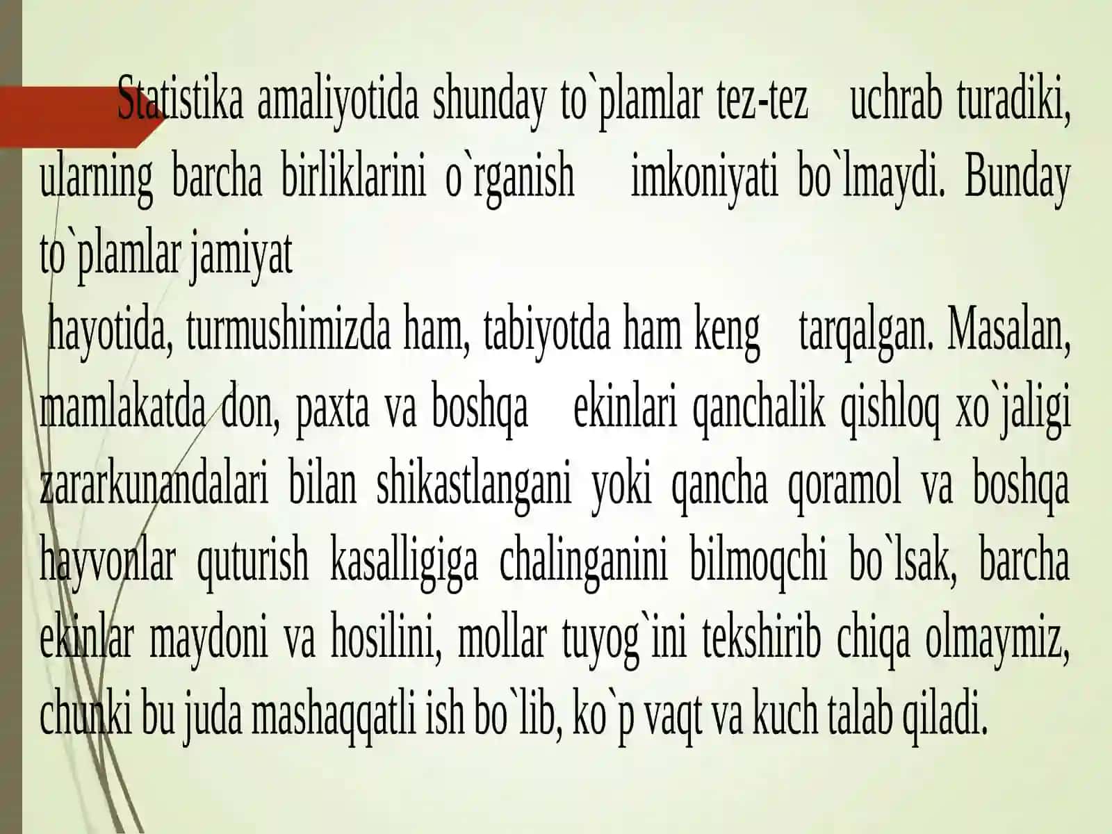 STATISTIK TADQIQOTLARDA TANLAB KUZATISHNING QO‘LLANILISHI 4