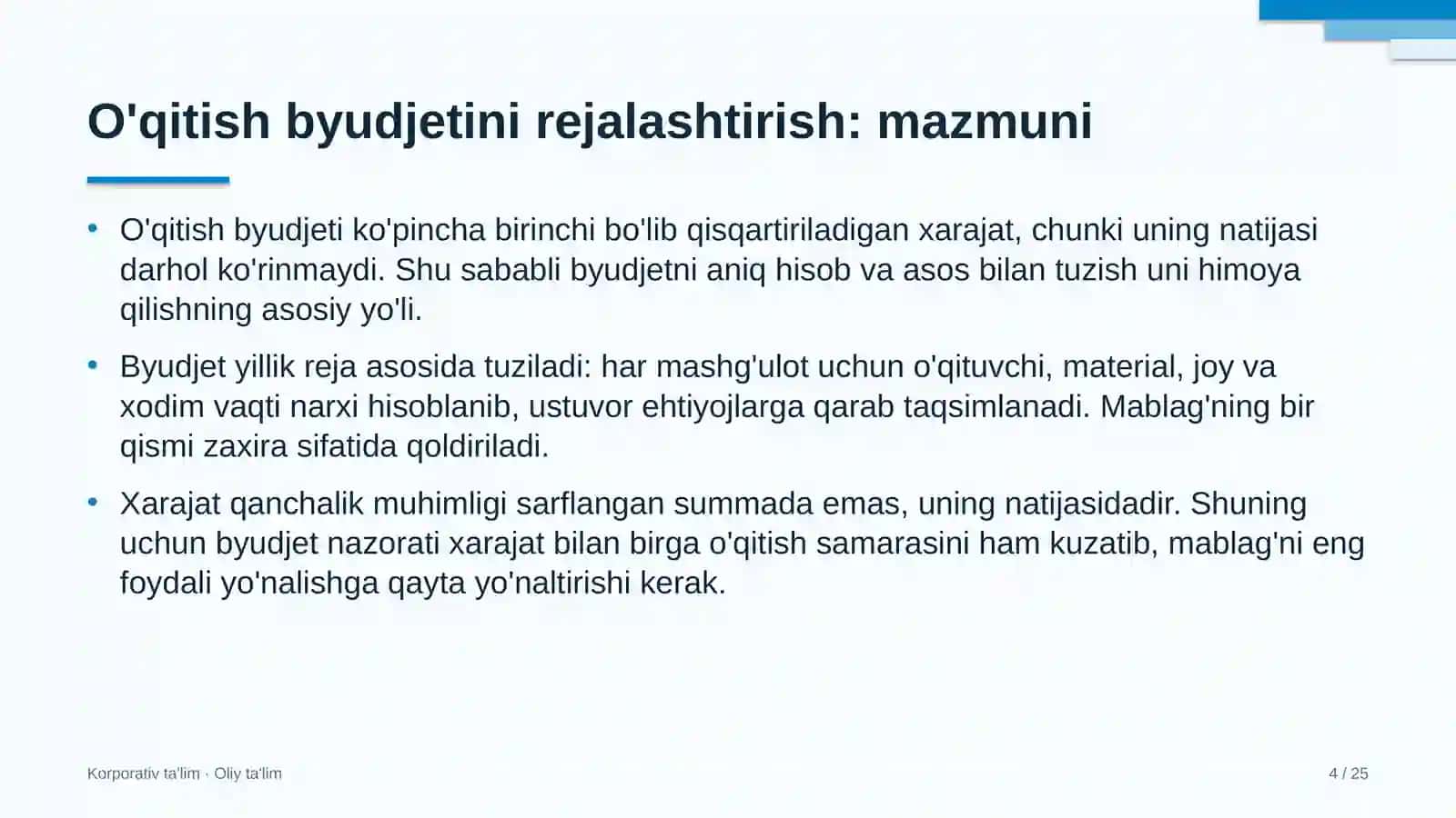 maktabgacha ta'lim tashkilotlarida o'qitish byudjetini rejalashtirish 6938 4